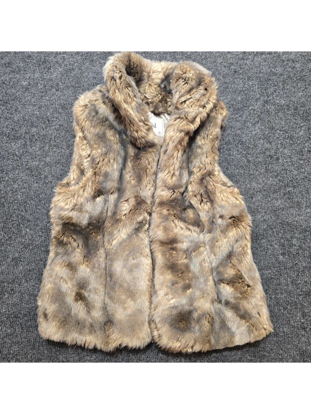 Canal Faux Fur Vest P – Beige Brown Plush Lined – Excellent Condition